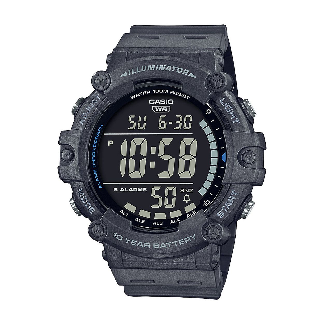 Dit is een horloge van het merk casio collection men. Het is een digitaal horloge. AE-1500WH-8BVEF