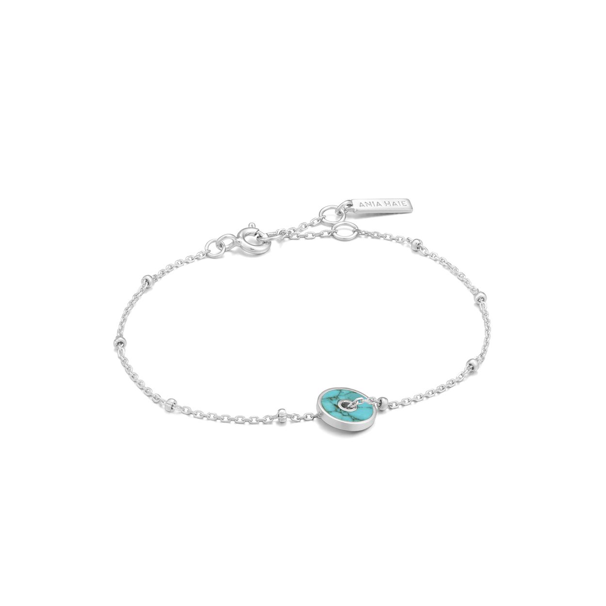 TURQUOISE DISC ARMBAND
Deze Ania Haie armband uit de serie Hidden Gem  is 925 zilver gerhodineerd. De Hidden Gem serie omarmt de natuur met de turquoise en parelmoeren elementen!

HET MERK
Ania Haie is een trendy london-based sieradenmerk. De sieraden zijn allemaal 925 zilver gerodineerd, 14kt gold plated of 14kt rosegold plated. De sieraden zijn perfect om te combineren, maar opvallend genoeg om op zichzelf te dragen. 

SPECIFICATIES
- Turquoise Disc Bracelet
- Armband
- 925 zilver gerhodineerd
- 16,5 - 18,5cm
- AH B022-01H