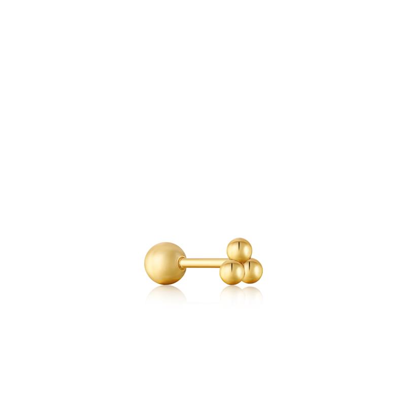 Spice up je earparty met deze 14K gold plated Triple Ball Barbell Single Earring uit de Ear Edit-collectie van Ania Haie! De piercing bestaat uit drie bolletjes en heeft hierdoor een unieke uitstraling. Combineer het item met meerdere oorbellen en creëer je eigen look. De piercing kan gedragen worden als oorbel op meerdere plekken in het oor.

Deze oorpiering wordt per stuk verkocht.