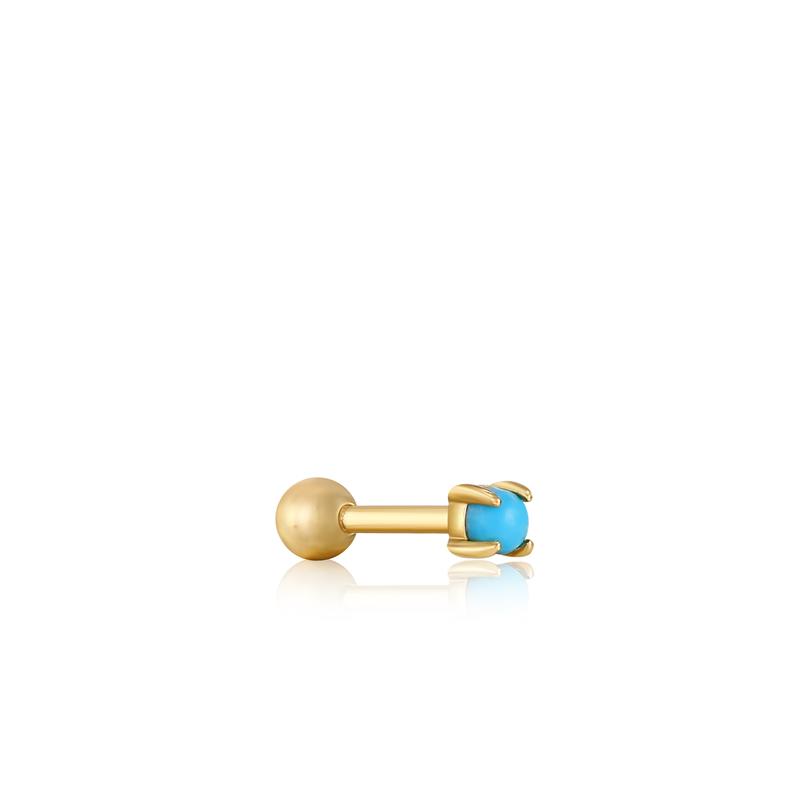 Deze Turquoise Cabochon Barbell Single Earring zijn perfect voor de kleurliefhebber! De piercing uit de Ear Edit-collectie van Ania Haie bestaat uit een prachtige turkoois natuursteen. Mix and match deze piercing met andere items uit deze collectie voor een echte earparty. De piercing kan gedragen worden als oorbel op meerdere plekken in het oor.

Deze oorpiercing wordt per stuk verkocht.