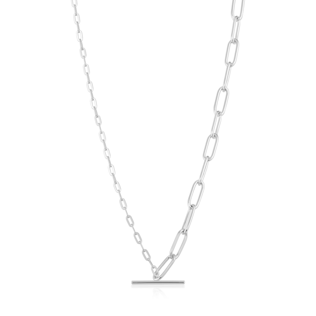 MIXED LINK T-BAR NECKLACE 
Dit Ania Haie collier uit de serie Chain Reaction is 925 zilver gerhodineerd. De Chain Reaction serie bestaat uit verschillende items waarin de klassieke schakel een trendy rol speelt!

HET MERK
Ania Haie is een trendy london-based sieradenmerk. De sieraden zijn allemaal 925 zilver gerodineerd, 14kt gold plated of 14kt rosegold plated. De sieraden zijn perfect om te combineren, maar opvallend genoeg om op zichzelf te dragen. 

SPECIFICATIES
- Collier
- 925 zilver gerhodineerd
- 40cm