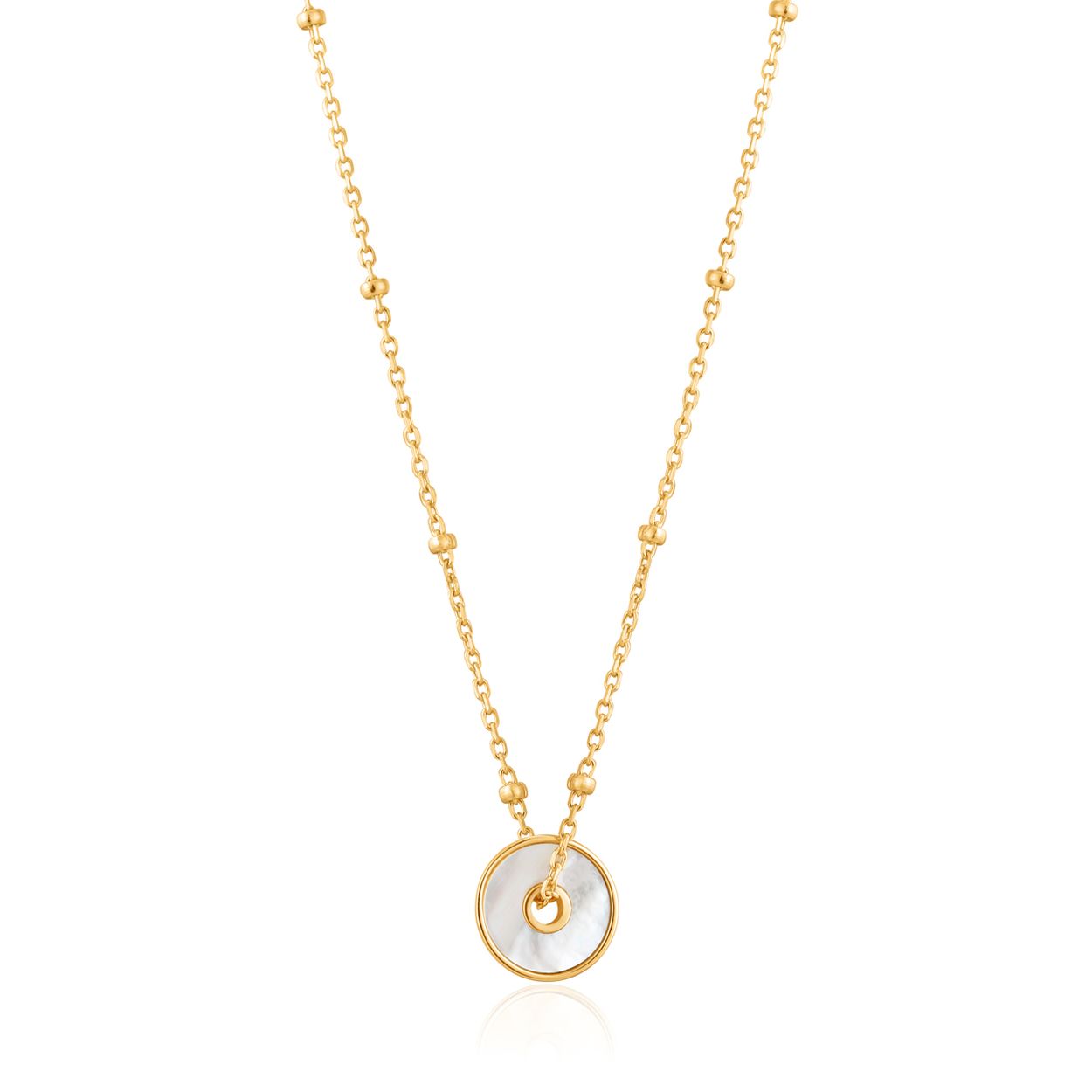 MOTHER OF PEARL DISC NECKLACE
Dit Ania Haie collier uit de serie Hidden Gem is 925 zilver gerhodineerd met gold plating. De Hidden Gem serie omarmt de natuur met de turquoise en parelmoeren elementen!

HET MERK
Ania Haie is een trendy london-based sieradenmerk. De sieraden zijn allemaal 925 zilver gerodineerd, 14kt gold plated of 14kt rosegold plated. De sieraden zijn perfect om te combineren, maar opvallend genoeg om op zichzelf te dragen. 

SPECIFICATIES
- Mother of pearl Disc Necklace
- Collier
- 925 zilver gerhodineerd met gold plating
- 38 - 43cm
- AH N022-01G