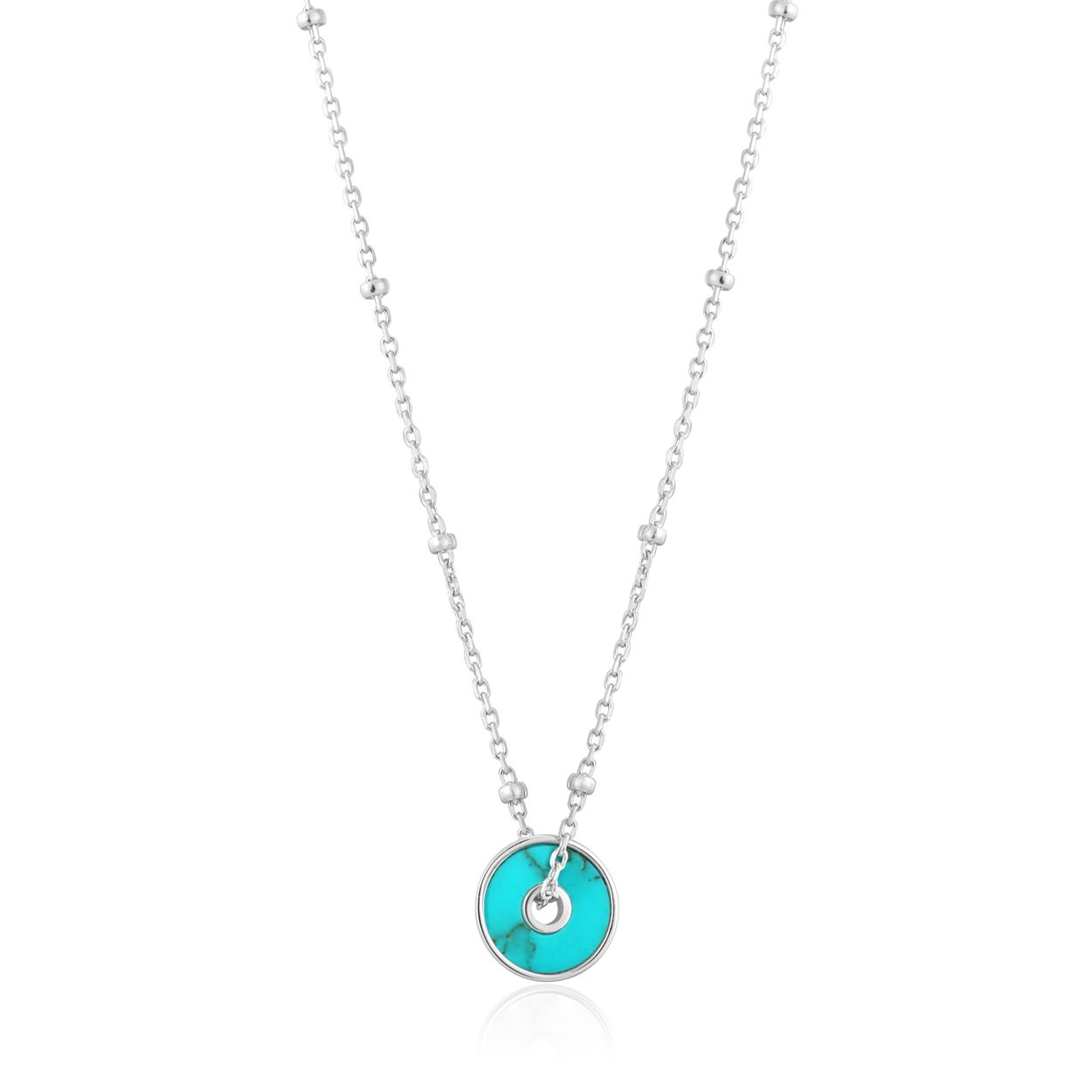 TURQUOISE DISC NECKLACE
Dit Ania Haie collier uit de serie Hidden Gem is 925 zilver gerhodineerd. De Hidden Gem serie omarmt de natuur met de turquoise en parelmoeren elementen!

HET MERK
Ania Haie is een trendy london-based sieradenmerk. De sieraden zijn allemaal 925 zilver gerodineerd, 14kt gold plated of 14kt rosegold plated. De sieraden zijn perfect om te combineren, maar opvallend genoeg om op zichzelf te dragen. 

SPECIFICATIES
- Turquoise Disc Necklace
- Collier
- 925 zilver gerhodineerd
- 38 - 43cm
- AH N022-01H