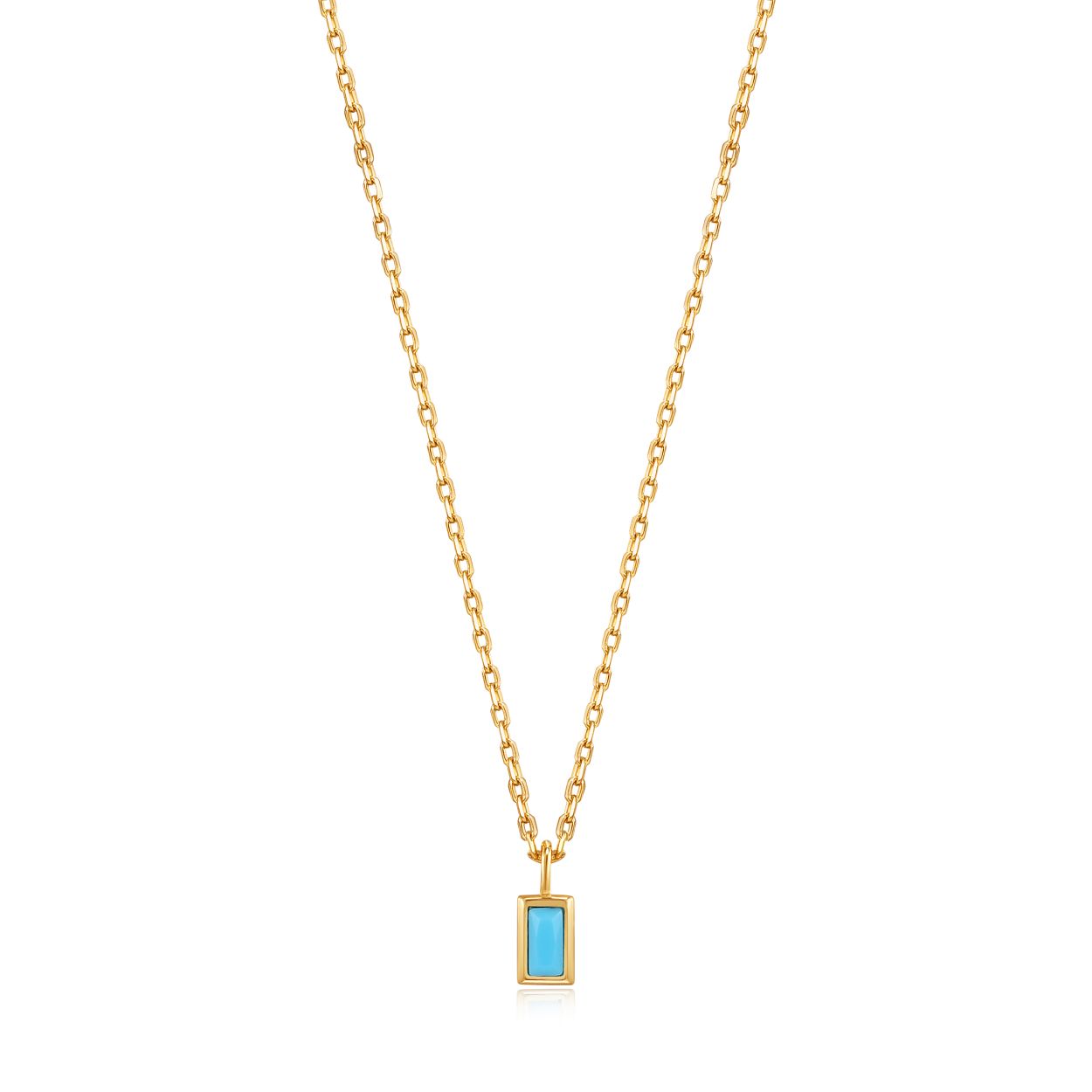 Een klassieke ketting mag niet in je sieradencollectie ontbreken! Deze 14K gold plated Turquoise Drop Pendant Necklace uit de Into the Blue-collectie van Ania Haie wordt gecombineerd met een prachtige turkoois steen. Dit is de perfecte kleur voor het nieuwe seizoen. Combineer hem eenvoudig of met bijpassende kettingen voor een moderne look. 

HET MERK
Ge�nspireerd door de laatste fashion trends is Ania Haie het toonaangevende sieradenmerk voor hoogkwalitatieve maar ook betaalbare zilveren sieraden. zonder op de kwaliteit in te leveren. Iedere collectie is gebaseerd op de laatste catwalktrends. waardoor Ania Haie snel tot h�t sieradenmerk voor stijlbewuste consumenten is verkozen. Elk sieraad wordt ontworpen om te combineren met andere sieraden waardoor je je eigen look kunt cre�ren. Maar ook zijn Ania Haie sieraden opvallend genoeg om op zichzelf te dragen. Sieraden uit de Ania Haie collectie zijn altijd gemaakt van 925 zilver met een finish van rhodium of van 14kt goud.

SPECIFICATIES
- Turquoise Drop Pendant Necklace
- Ketting
- 925 zilver met 14K gold plating
- Lengte verstelbaar: 43 - 48cm
- AH N033-01G