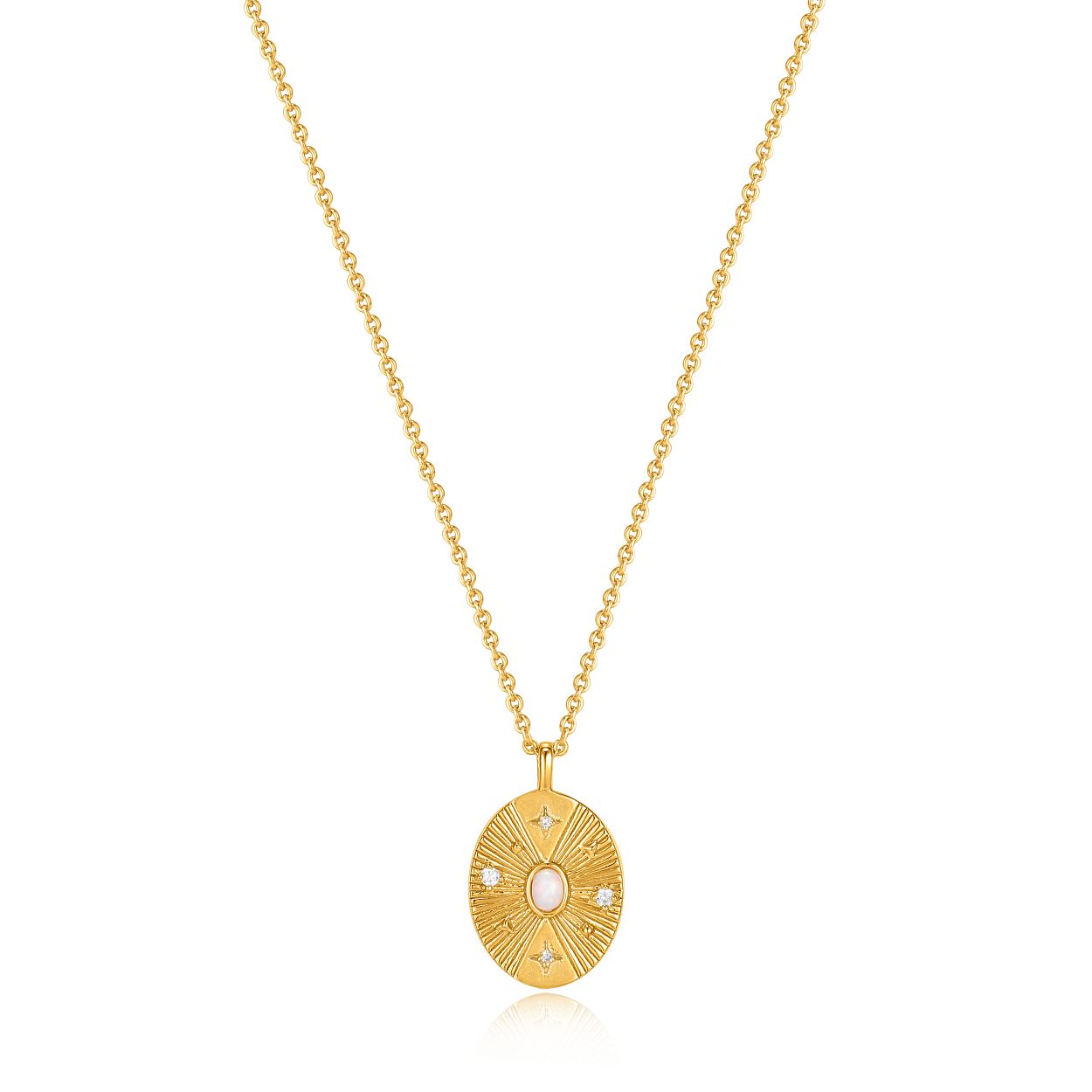 Gold Scattered Stars Kyoto Opal Disc Necklace
Deze 14K gold plated Scattered Stars Kyoto Opal Disc Necklace wil je elke dag dragen! De ketting bestaat uit een prachtige Kyoto steen in combinatie met zirkonia's en is hierdoor een echte eyecatcher. Mooi bij een alledaagse sieradenlook of als gelaagde ketting om een statement te maken. 

HET MERK
Ge�nspireerd door de laatste fashion trends is Ania Haie het toonaangevende sieradenmerk voor hoogkwalitatieve maar ook betaalbare zilveren sieraden. zonder op de kwaliteit in te leveren. Iedere collectie is gebaseerd op de laatste catwalktrends. waardoor Ania Haie snel tot h�t sieradenmerk voor stijlbewuste consumenten is verkozen. Elk sieraad wordt ontworpen om te combineren met andere sieraden waardoor je je eigen look kunt cre�ren. Maar ook zijn Ania Haie sieraden opvallend genoeg om op zichzelf te dragen. Sieraden uit de Ania Haie collectie zijn altijd gemaakt van 925 zilver met een finish van rhodium of van 14kt goud.

SPECIFICATIES
- Gold Scattered Stars Kyoto Opal Disc Necklace
- Ketting
- 925 zilver met 14K gold plating 
- Lengte verstelbaar: 45 - 50cm
- AH N034-03G
