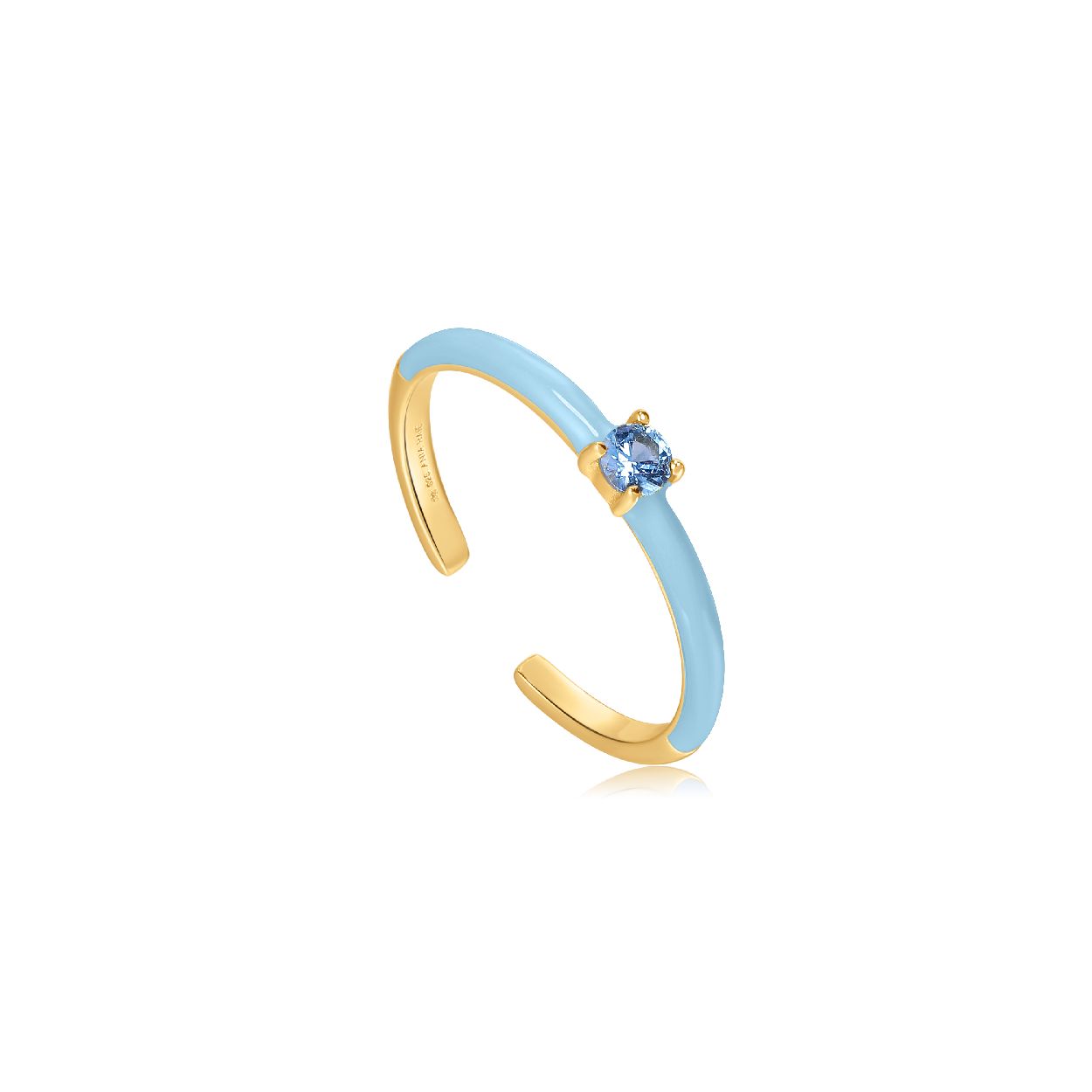 Deze�ring�is�van het merk Ania Haie. Het is een damessieraad gemaakt van zilver. Het�sieraad is goud van kleur.
De verdere specificaties van�de�ring zijn als volgt:
Product lengte (mm): 
Steensoort: 
Steen kleur: Blauw
Diameter (mm): 