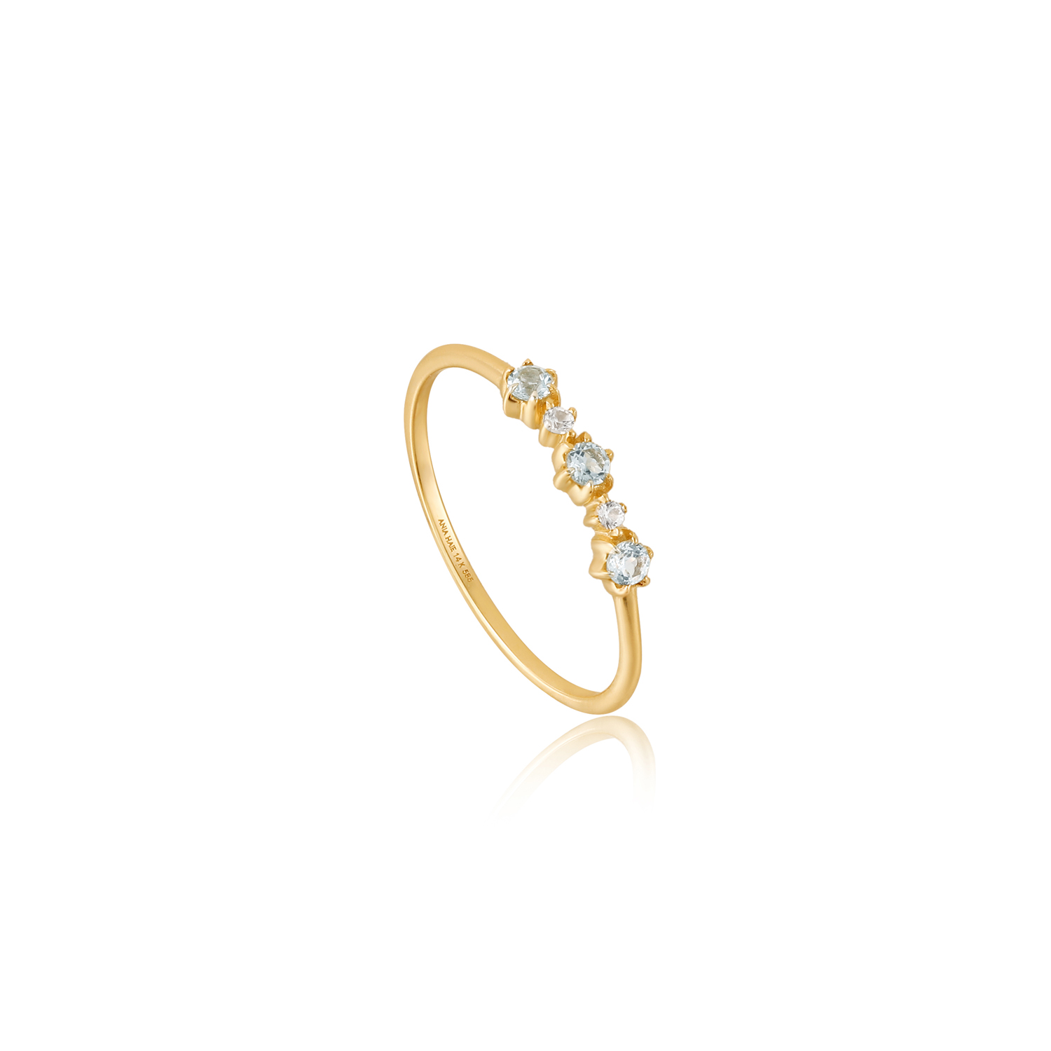 De perfecte luxe toevoeging aan je collectie! De pastelblauwe topaas en witte topaas zijn geÃ¯nspireerd op bloemen en hebben een prachtige structuur. Mooi om eenvoudig te dragen of om te combineren met je andere favoriete ringen. 

HET MERK
Ania Haie staat bekend als fashion-forward sieradenmerk en heeft een toonaangevende naam opgebouwd. Een uitstekend moment om het merk verder uit te bouwen met een 14kt massief gouden collectie: Ania Haie 14kt Gold! In lijn met Ania Haieâs streven om een duurzamer merk te worden, is de 14kt gouden collectie gemaakt van 100% gerecycled 14kt goud en bevat conflictvrije en volledig traceerbare natuurlijke diamanten en echte edelstenen, zoals witte saffieren, opalen en turquoise.

SPECIFICATIES
- 14kt Gold White Sapphire and Blue Topaz Ring 
- Ring
- 14kt goud
- Maat 52
- AH RAU006-01YG