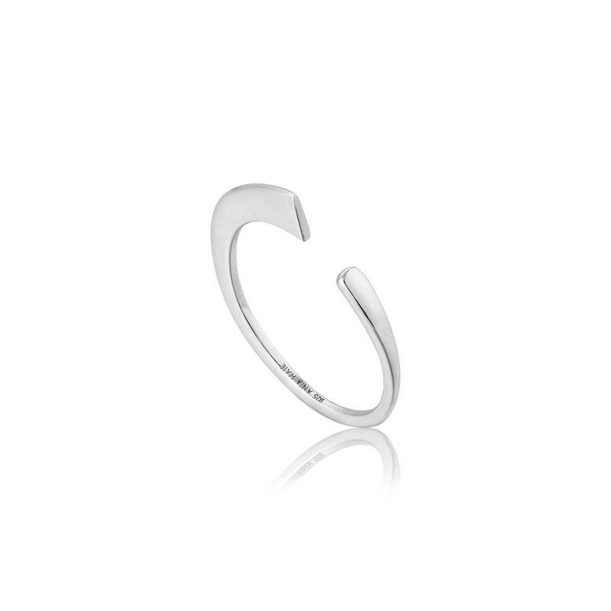 Geometry Curved Adjustable Ring S, Silver
