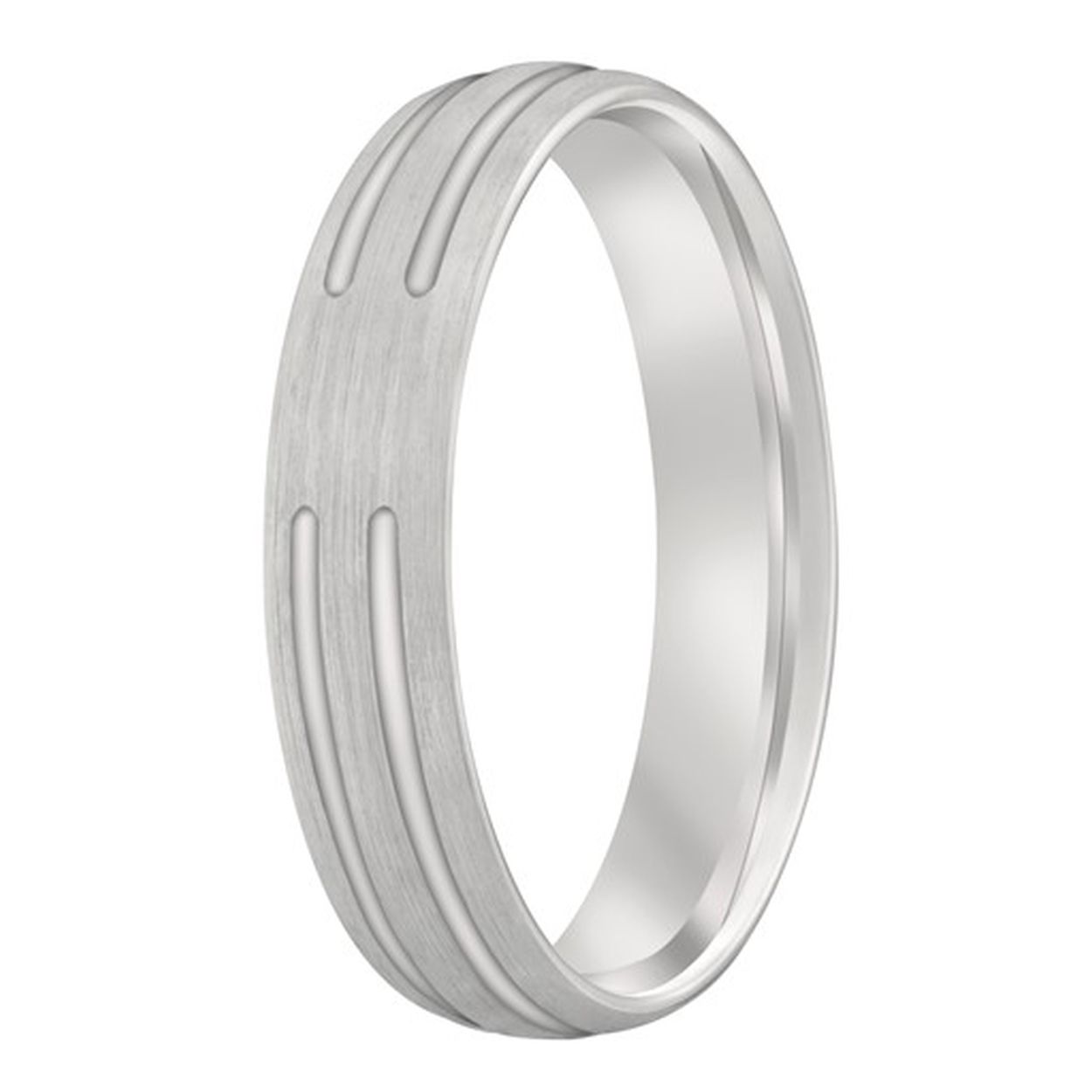 Mooi! Deze gematteerde zilveren ring is voorzien van twee prachtige bewerkingslijnen. De ronde binnenkant zorgt bij deze ring voor een hoog draagcomfort.