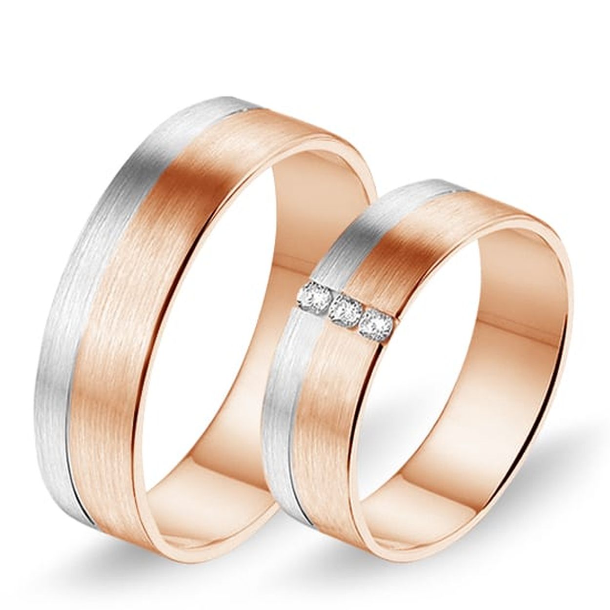 Alliance bicolor witgoud en rosegouden Trouwringen 621. Deze ring is gemaakt van GOUD.