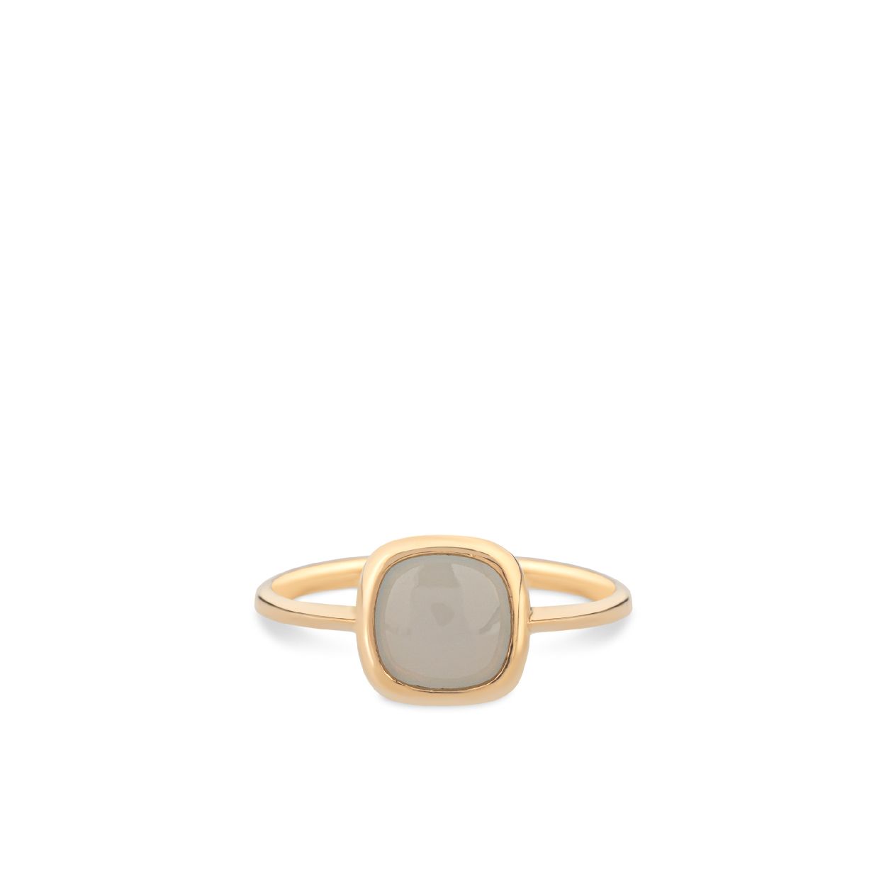 Deze ring is van het merk Italo Bottene. De kleur van het sieraad is geelgoud. Dit sieraad bevat de edelsteen: maansteen. De kleur van deze edelsteen is: grijs.