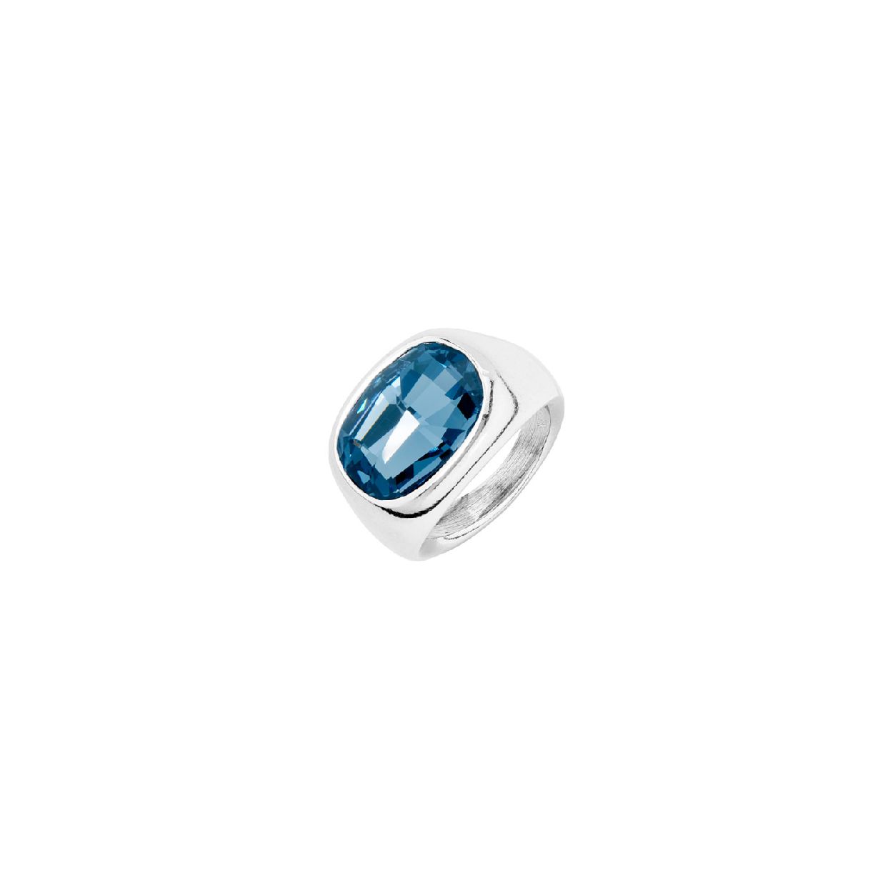 Deze ring is van het merk UNO de 50. De ring is gemaakt van edelmetaal en is blauw van kleur.