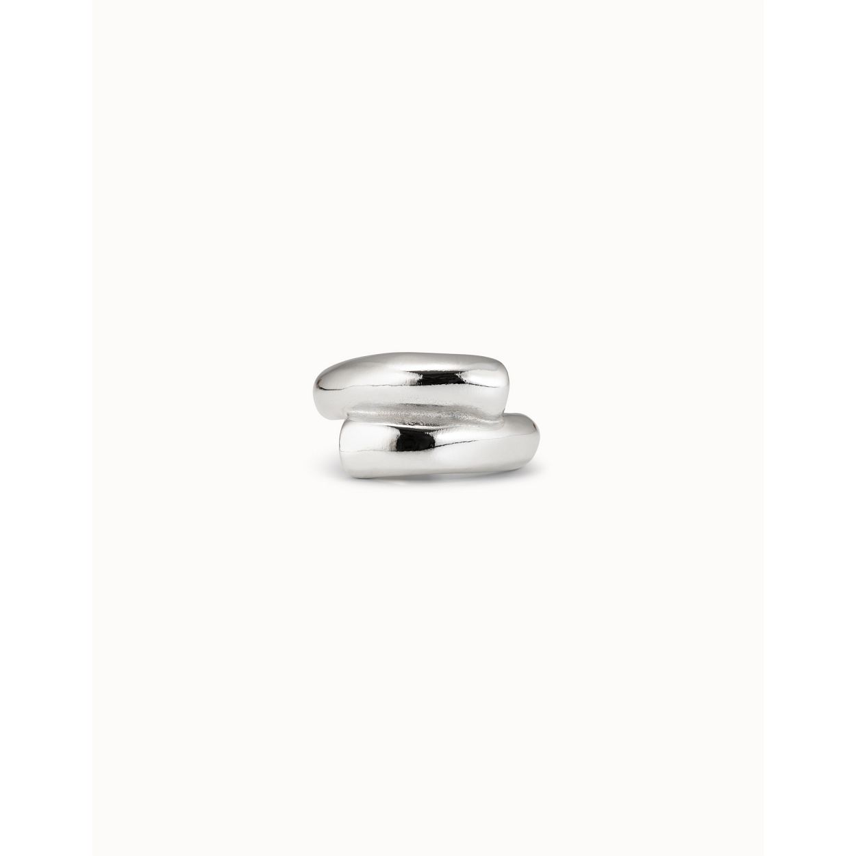 Uno de 50 Crossed legs ring. Zilverkleurig. Maat L.