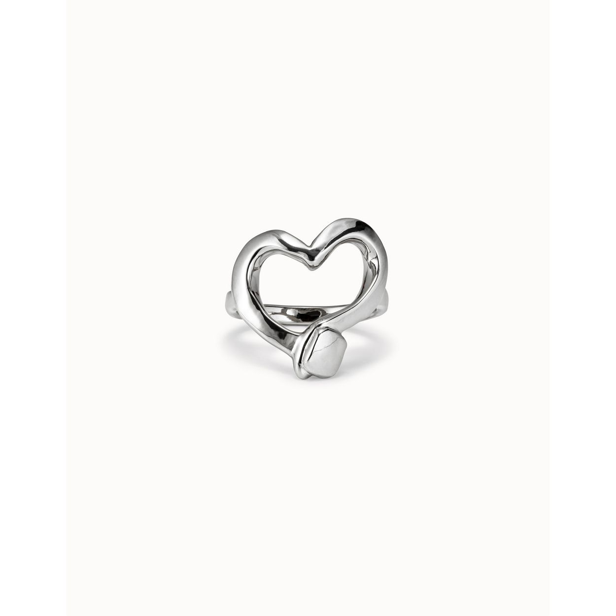 Uno de 50 Ring open hart verzilverd