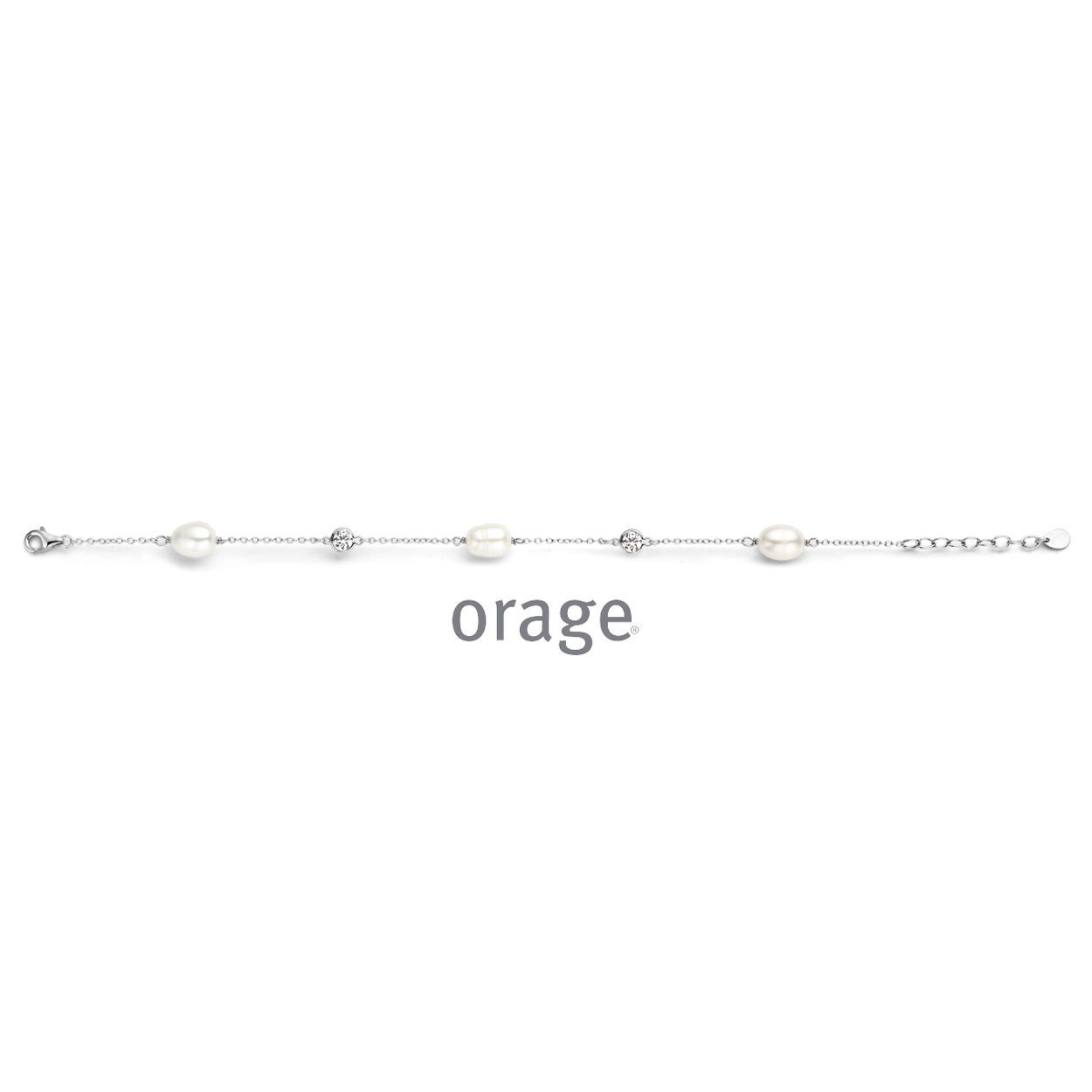 Zilveren armband met zirkonium en zoetwaterparels - Lengte: 17cm-20cm