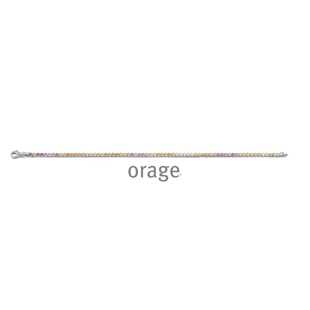 AR029 Armband multi color roze geel 925 rh cz (V/28)