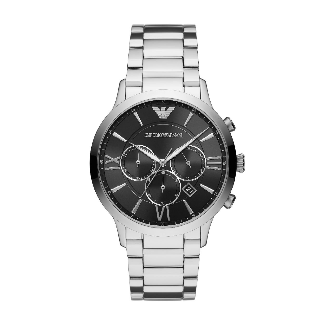 Dit herenhorloge is van het merk Emporio Armani. Het is een chrono horloge met een band gemaakt van edelstaal. De diameter van de kast is 43 mm.
De verdere specificaties van het horloge zijn als volgt:
Bandbreedte (mm): 22
Kastmateriaal: edelstaal
Techniek: quartz