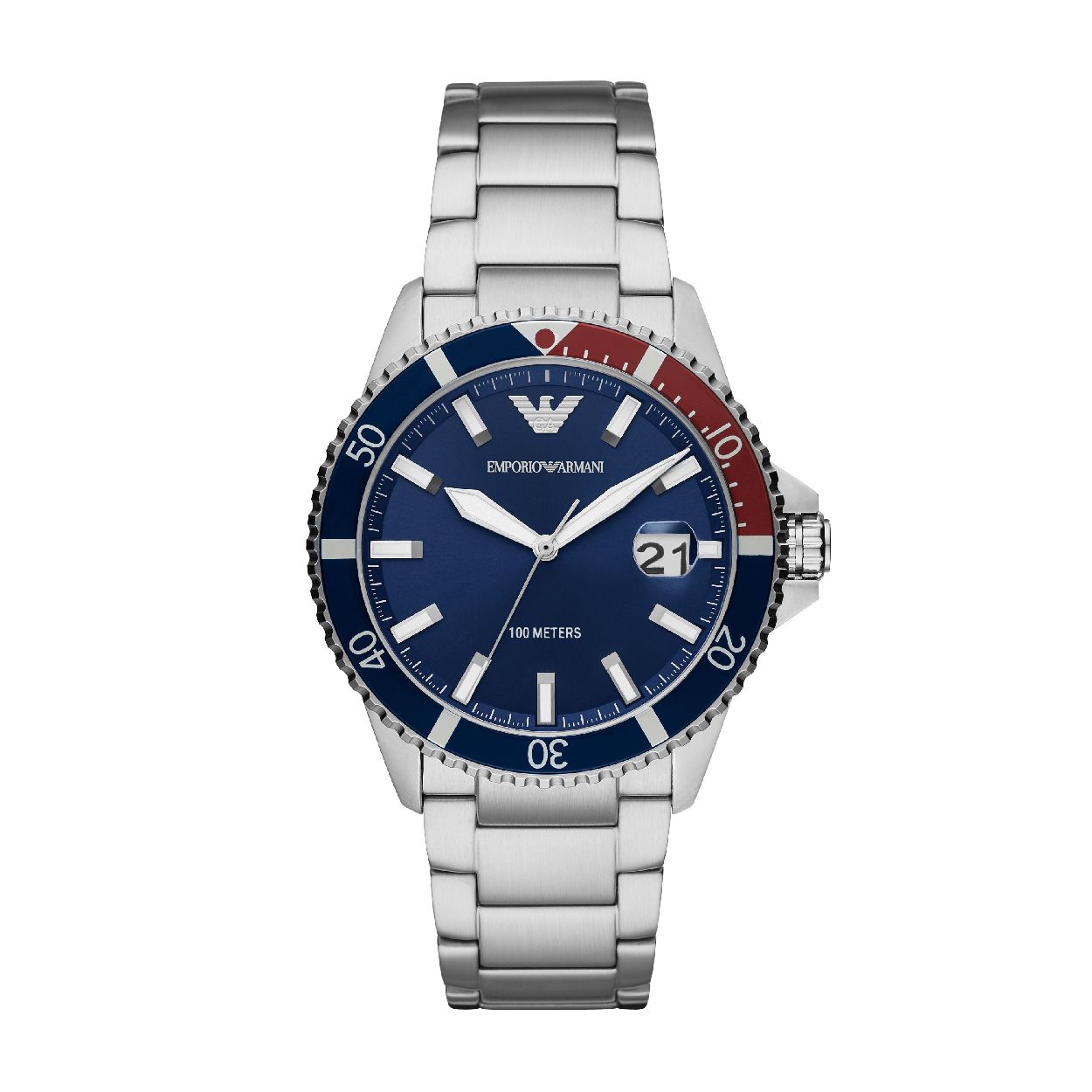 Dit herenhorloge is van het merk Emporio Armani. Het is een  horloge met een band gemaakt van edelstaal. De diameter van de kast is 42 mm.
De verdere specificaties van het horloge zijn als volgt:
Bandbreedte (mm): 22
Kastmateriaal: edelstaal
Techniek: quartz