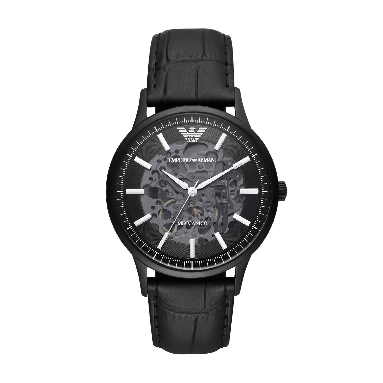 Dit herenhorloge is van het merk Emporio Armani. Het is een  horloge met een band gemaakt van leer. De diameter van de kast is 43 mm.
De verdere specificaties van het horloge zijn als volgt:
Bandbreedte (mm): 20
Kastmateriaal: edelstaal
Techniek: automatisch