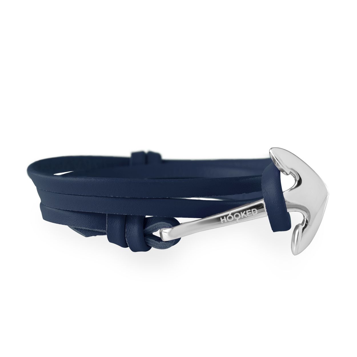 Armband - Anker Zilver - Echt leer Blauw