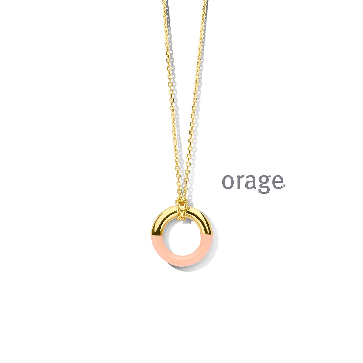 AT228 Ketting oranje verguld geel goud (V/14)