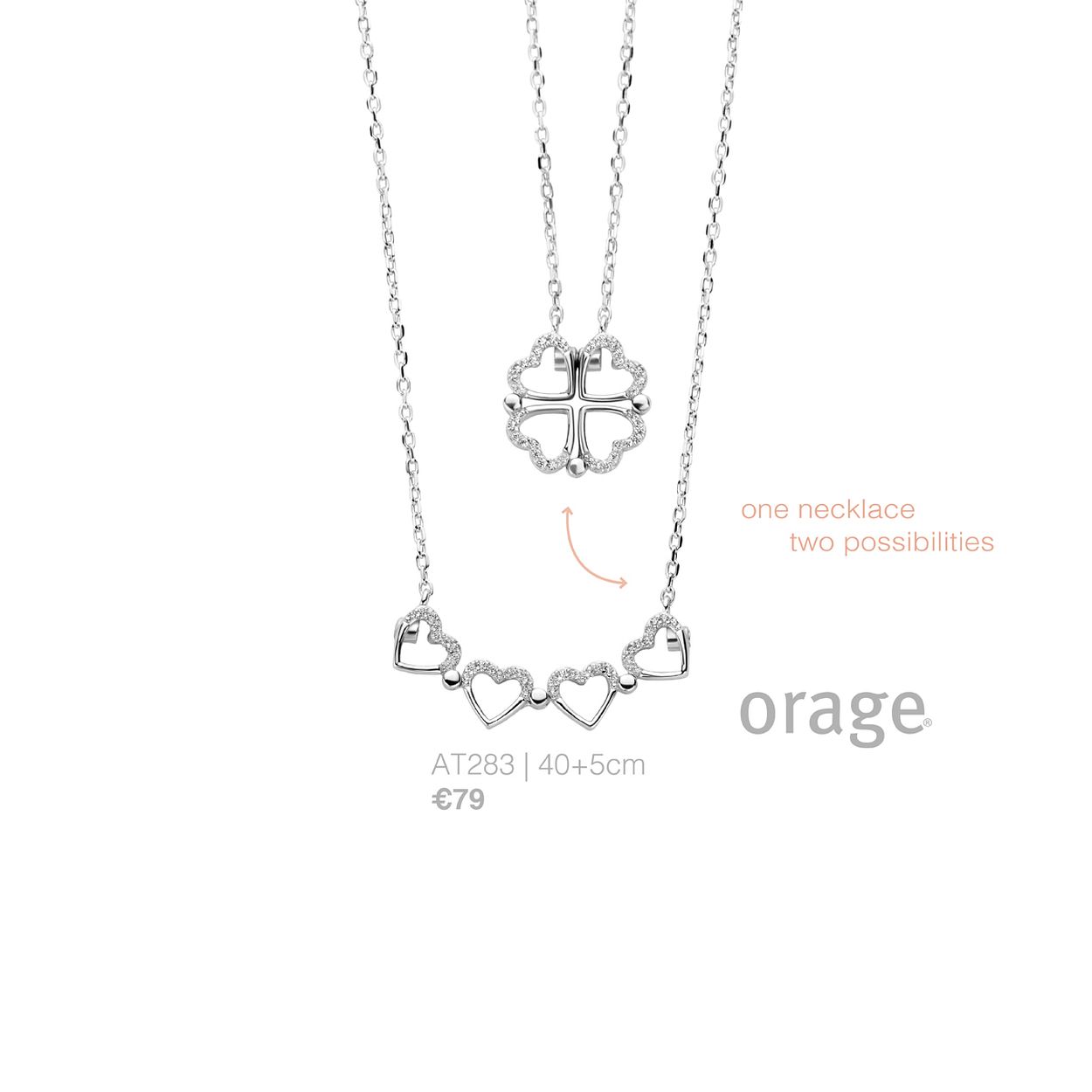 AT283 Ketting klavertje hart 925 rh cz (V/14)