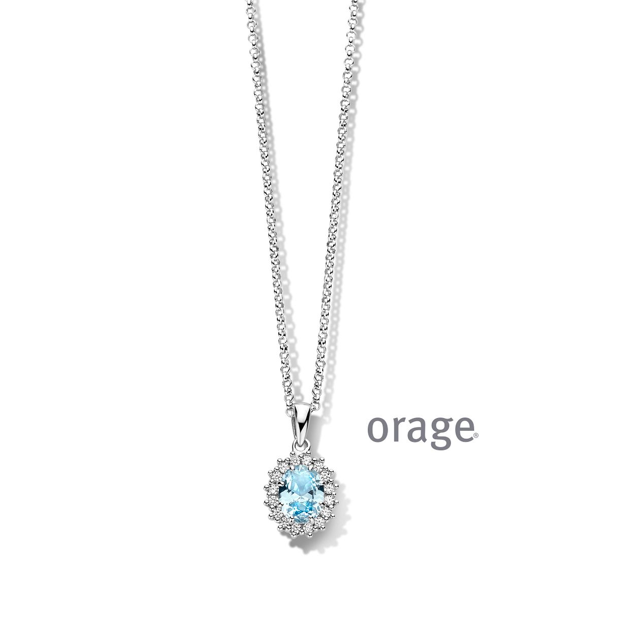 AT301 Ketting entourage blauwe topaas 925 rh cz (V/39)
