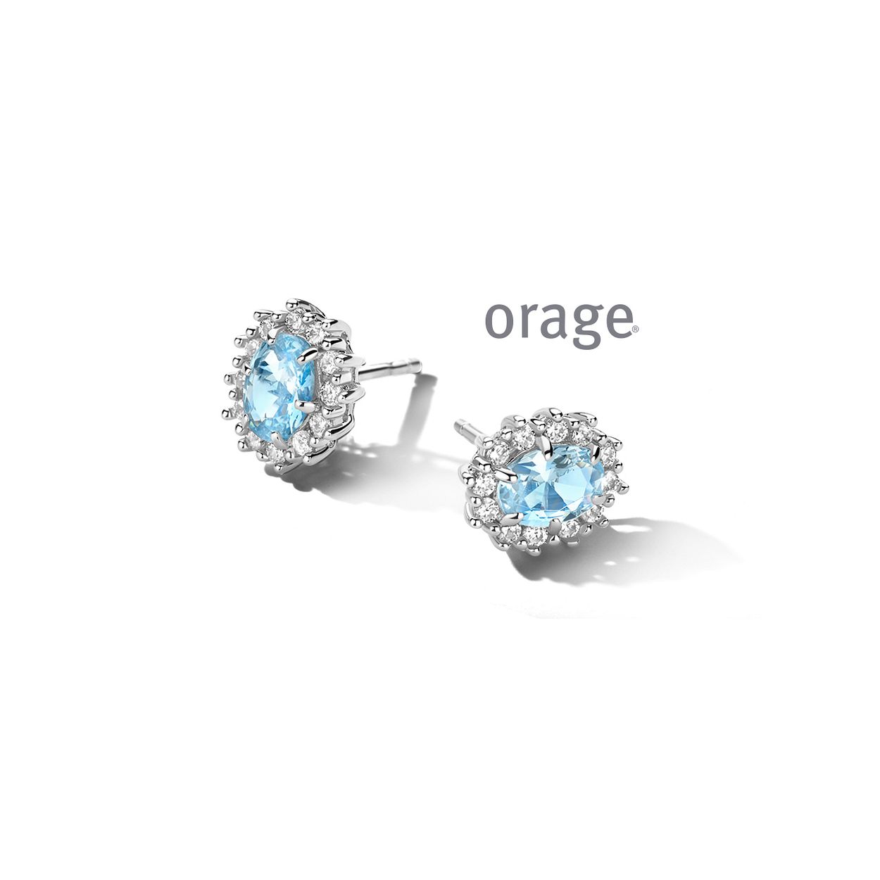 AT303 Oorringen entourage blauwe topaas 925 rh cz (V/39)