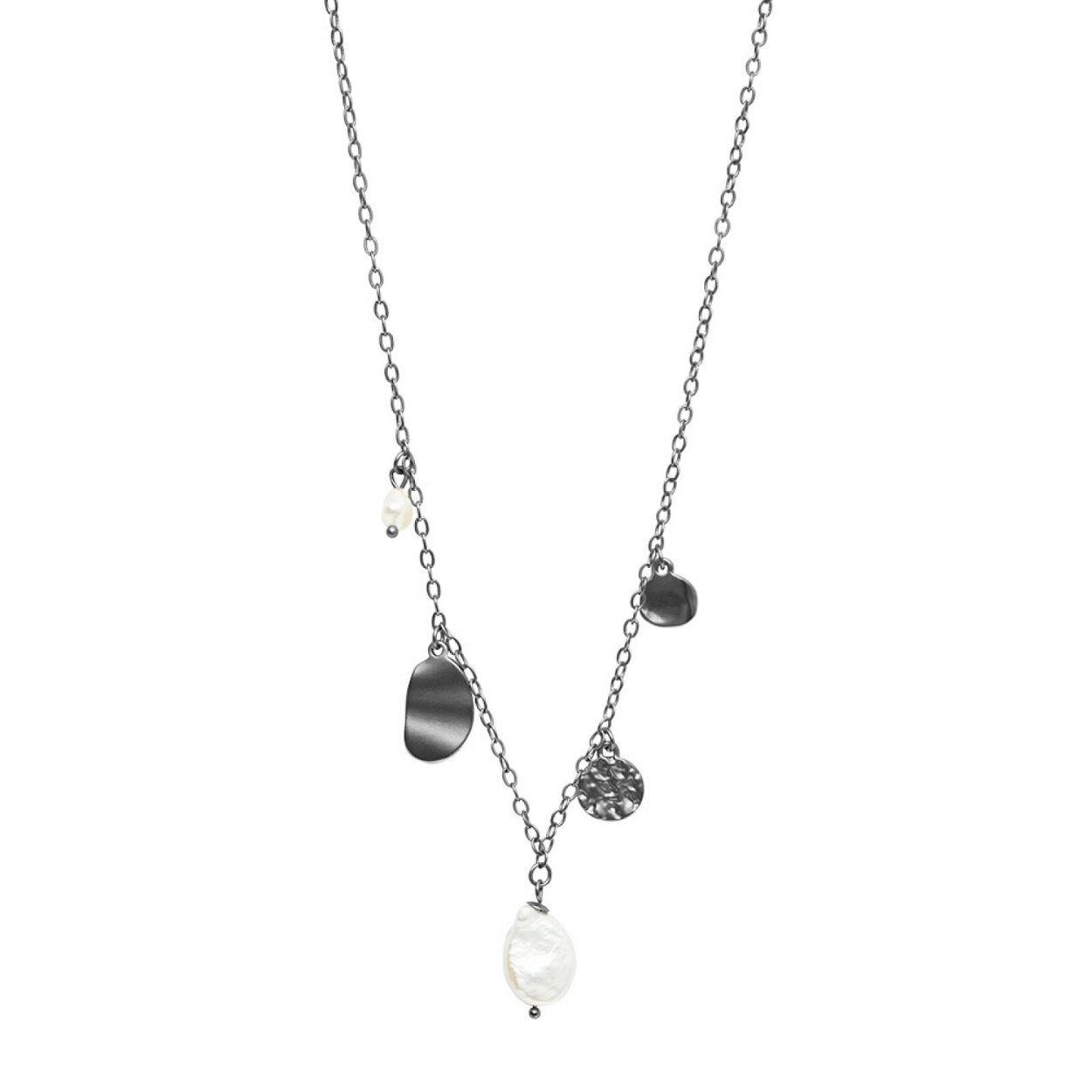 Deze Ketting van het merk Dansk heeft de kleur Antraciet. Dansk Audrey Chain Necklace Hematite Plating