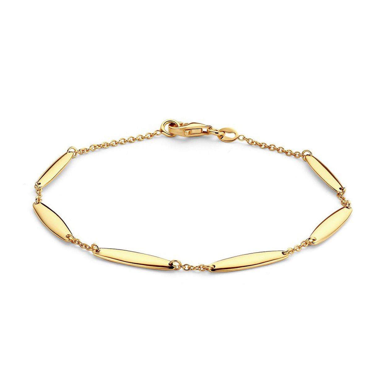 14 krt gouden armband anker schakel 6 X pegel