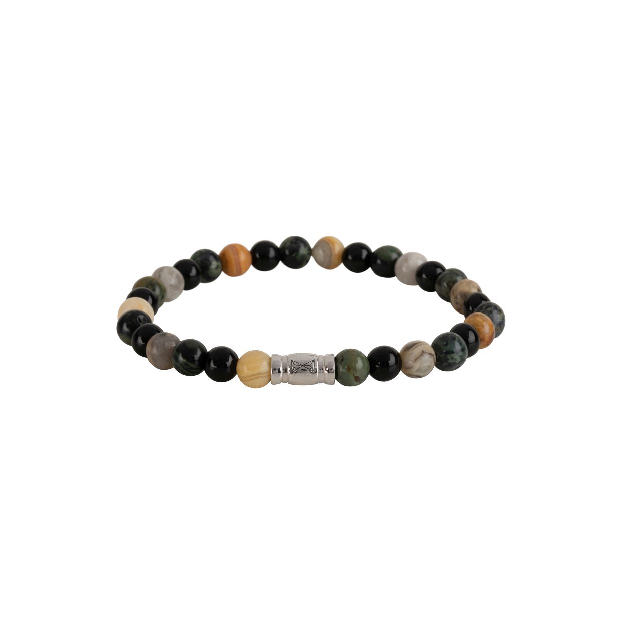 Stijlvol en minimalistisch. Deze armband is gemaakt van hoogwaardige edelstenen die perfect combineert met zowel formele als casual kleding. Gemaakt met 6 mm klassieke ryoliet-, chrysantum-, agaatkralen en een subtiel zilver 925 slot. Het sterke elastische koord houdt deze armband bij elkaar en zorgt voor een comfortabele pasvorm. Combineer deze armband met andere Aze sieraden en geef jouw look een stijlvolle extra touch.