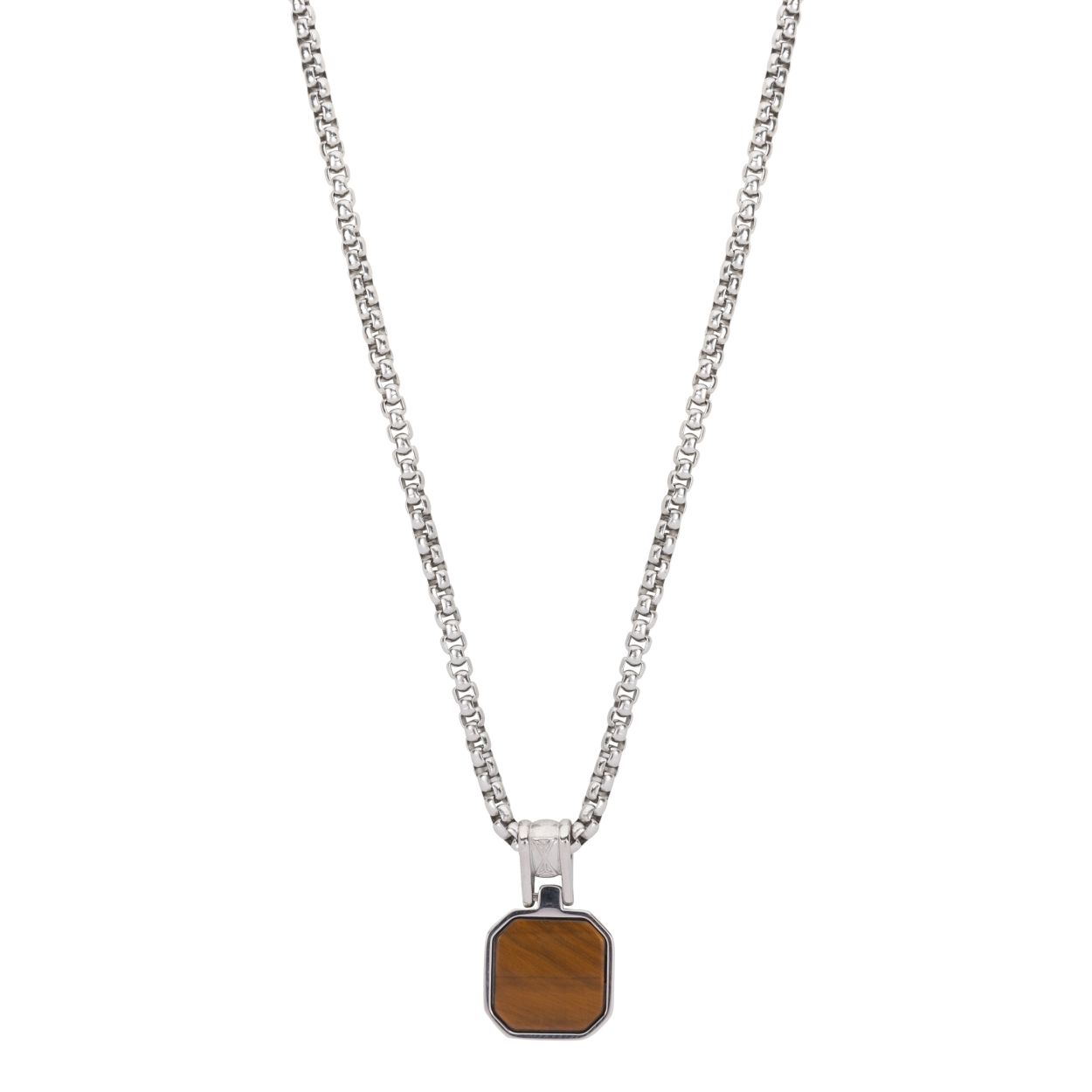 Kettingen voor mannen zijn populair en met goede redenen. Een goed gekozen ketting kan je stijl compleet maken. Deze moderne ketting is voorzien van een briljante Tijger oog. Gemaakt voor wie iets unieks wil dragen. Gemaakt van 316L zilverkleurig staal, beter bekend als chirurgisch staal. De collier heeft een lengte van 50cm met een verlengstuk van 10cm.

Deze ketting geeft je look een eenvoudige maar opvallende statement-look, die je solo of in laagjes met andere stukken kunt dragen.