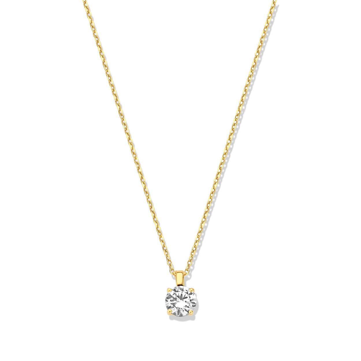 Zilveren 18 karaat vergulde ketting + hanger gezet met zirconium Naiomy Moments
