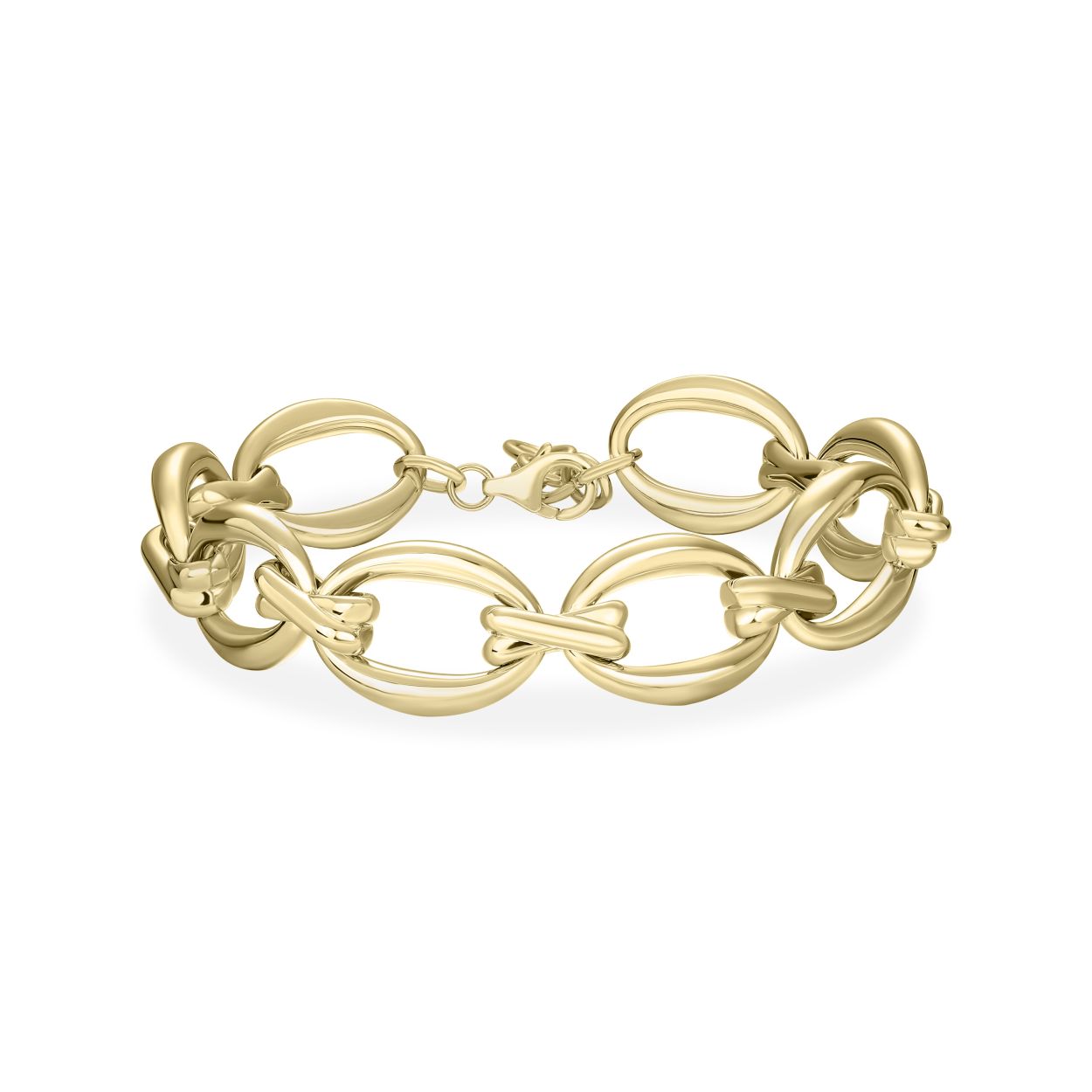 Armband uit de Bold Bands collectie van Gisser Jewels gemaakt van Geel Goud Verguld Zilver. De lengte is 18 + 3 cm en de breedte is 14 mm.