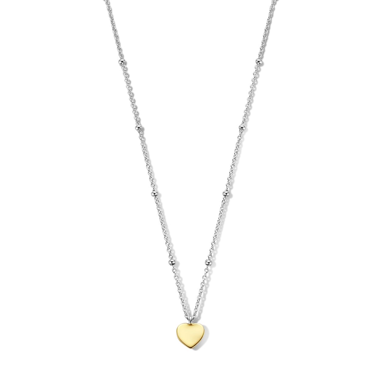 Bicolor ketting + hanger met hartje Naiomy Silver
