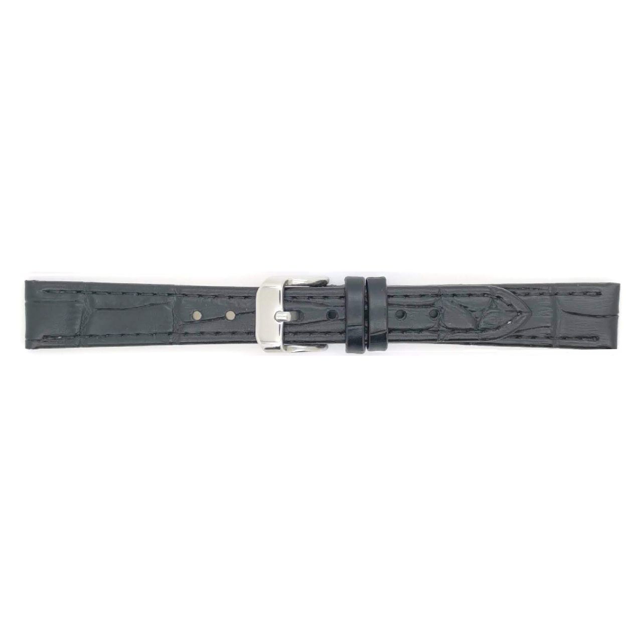 Horlogeband Zwart Alligator print