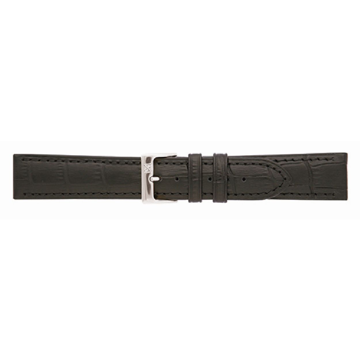 Horlogeband Zwart Alligator print
