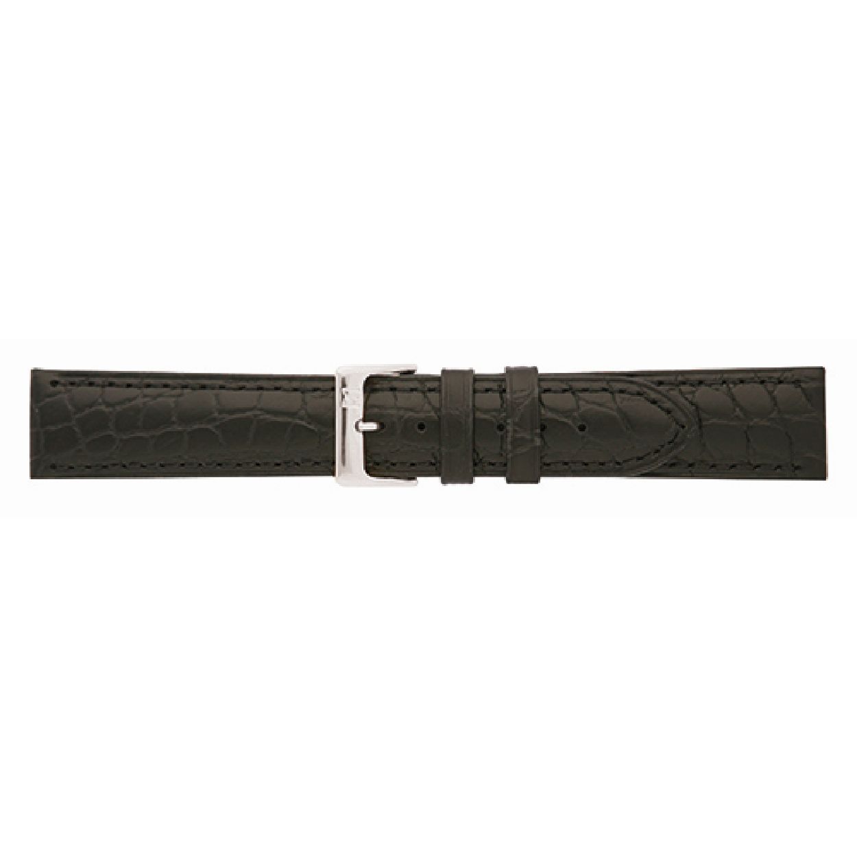 Horlogeband Zwart Alligator print