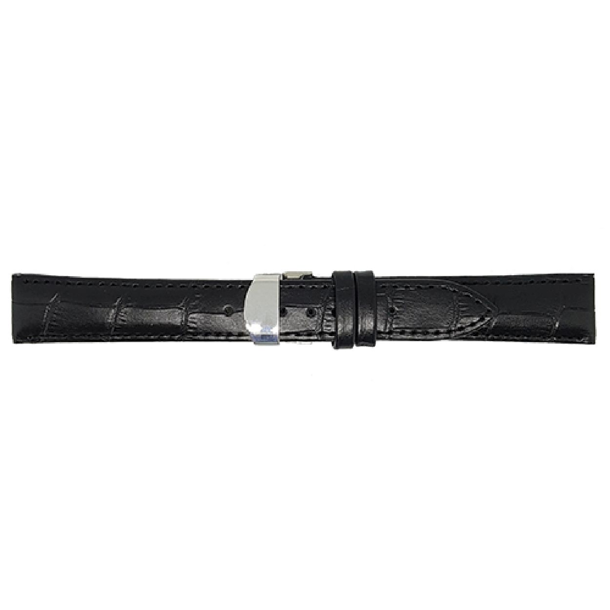 Horlogeband Zwart Alligator print