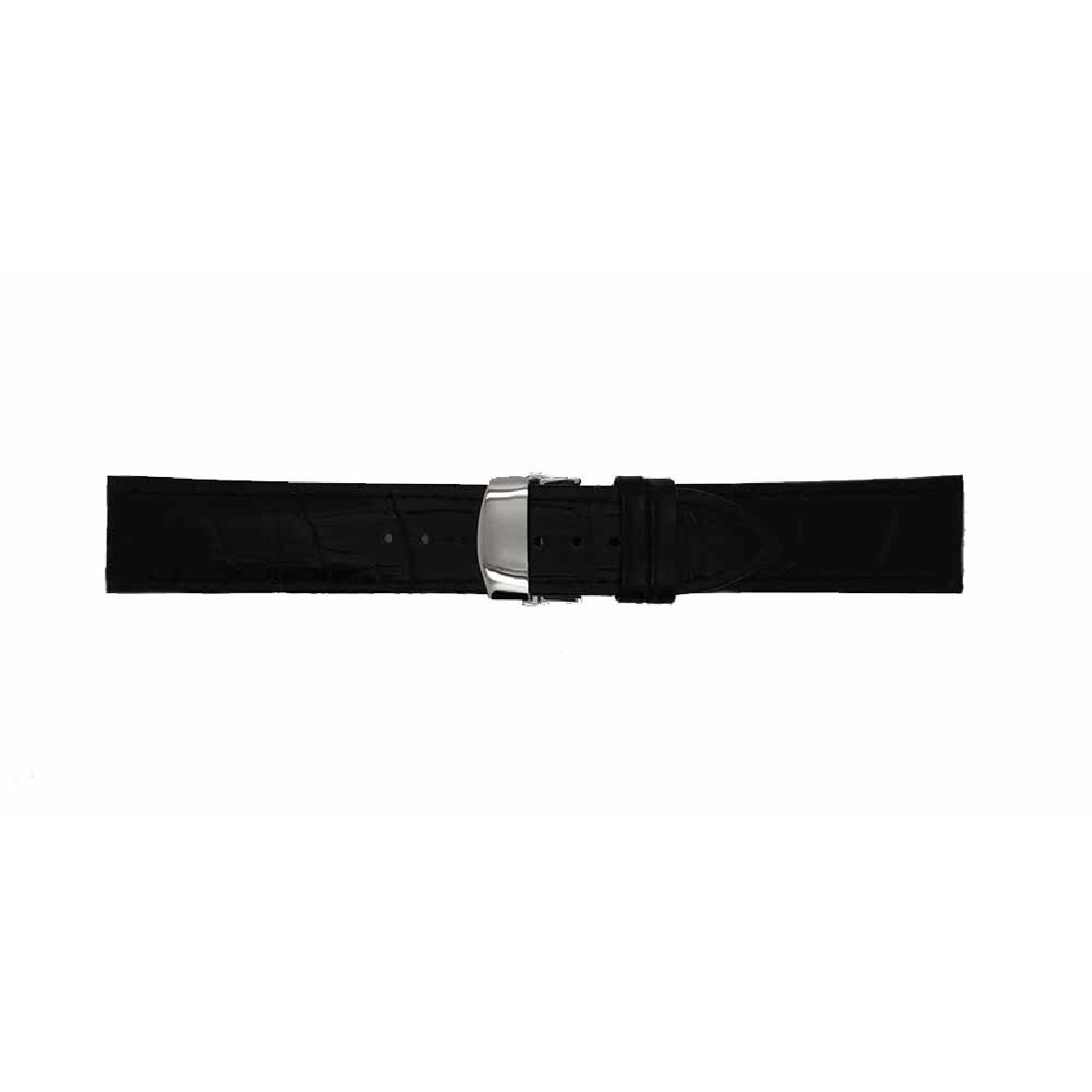 Horlogeband Zwart Alligator print