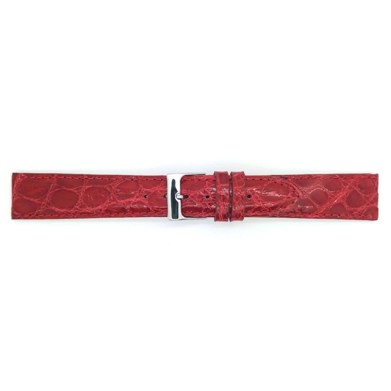 Horlogeband Rood Echt krokodillenleer