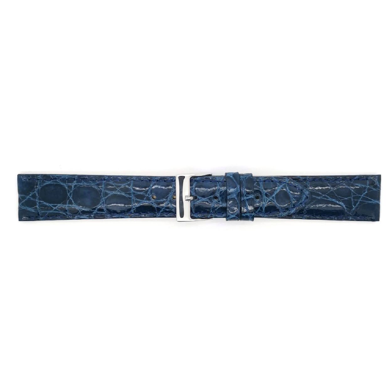 Horlogeband Elec Blauw Echt krokodillenleer