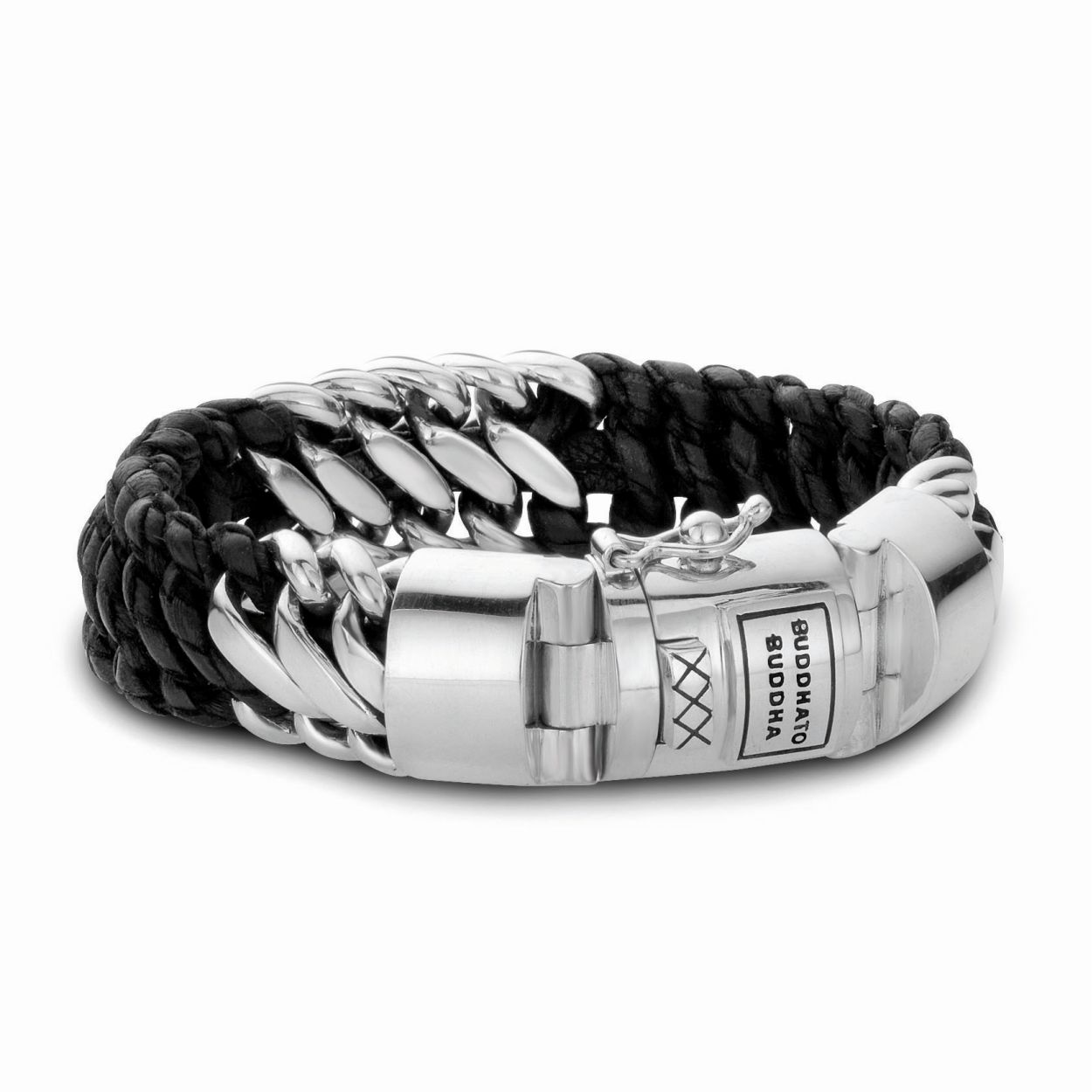 Buddha to Buddha Ben Mix Silver/Leather Black, armband