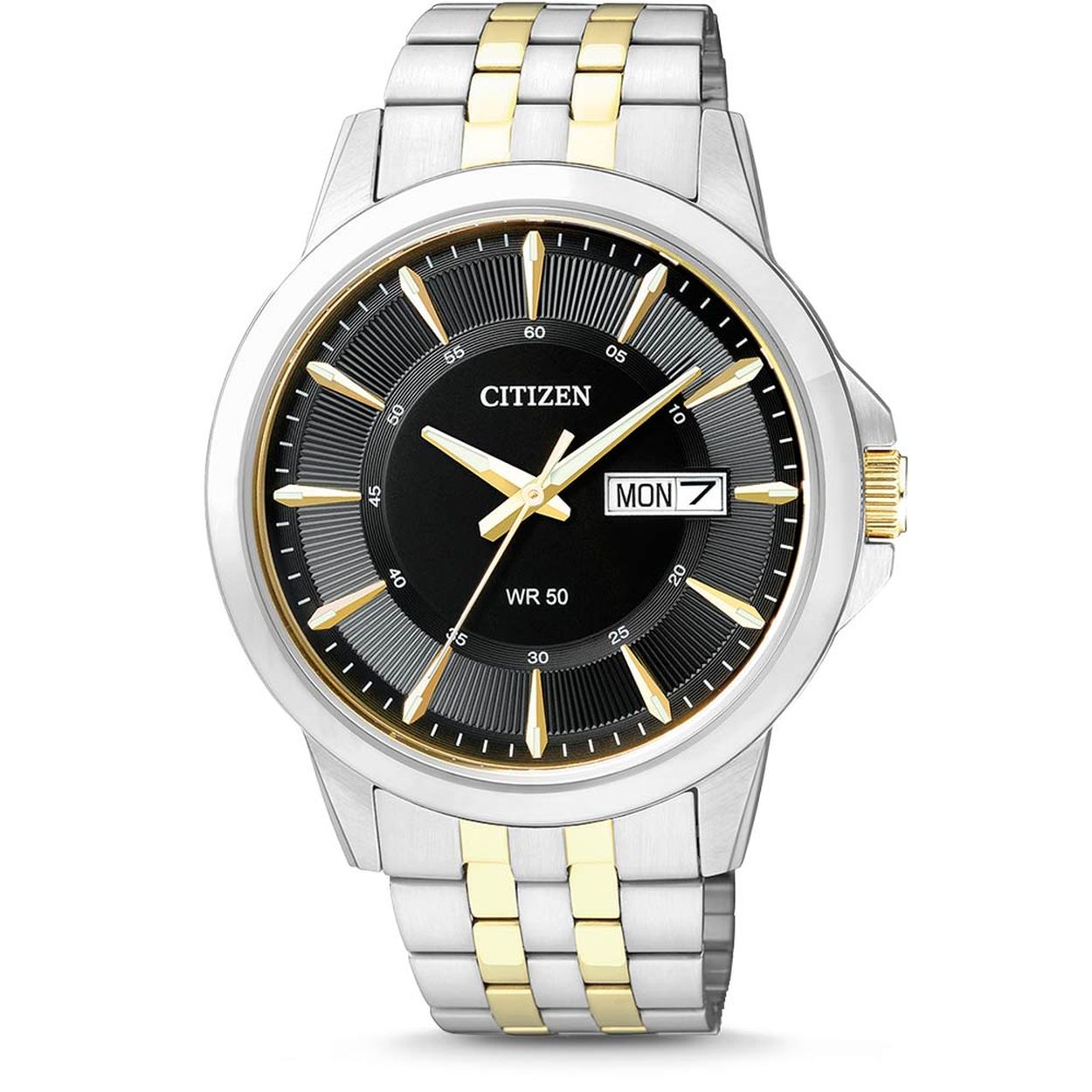 Dit horloge van het merk Citizen heeft een quartz uurwerk. 
Artikelnummer: BF2018-52EE

Het horloge heeft een 41mm edelstalen kast met een edelstalen bicolor band. Het horloge is afgewerkt met kristalglas en is 5 ATM / 50 meter waterdicht. 
 
Caliber uurwerk: 1502
