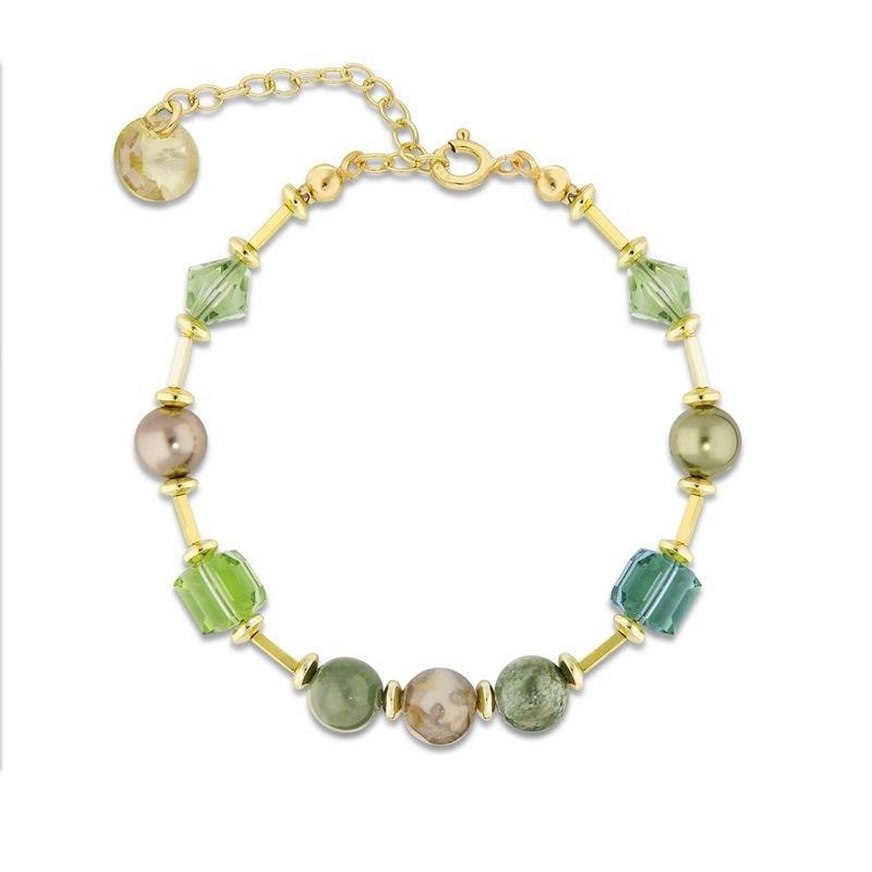 Spark JASMINE Gilded Bracelet Erinite, Peridot, Light
Green, Bronze Pearl, Indian Agat, Hematite