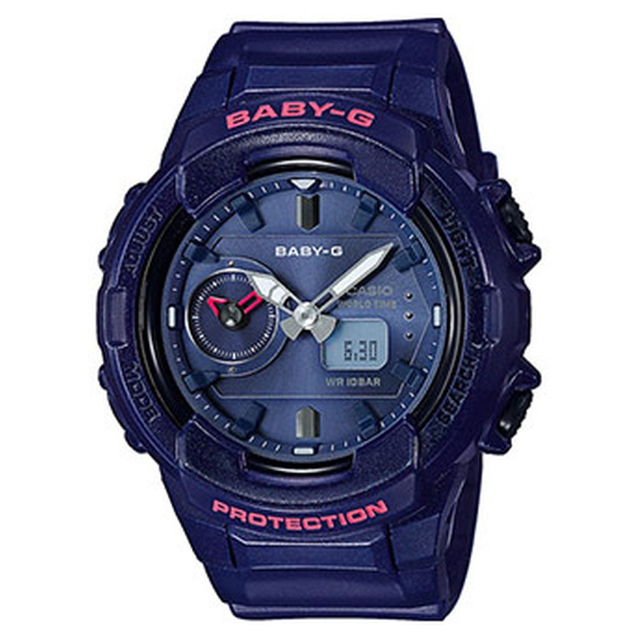 Algemeen
Geslacht: dames
Model: BGA-230S-2AER

Voordelen
- band plastic/silicone blauw
- analoge en digitale tijdsweergave
- wijzerplaat blauw met blauwe streepjes
- draagcomfort door licht gewicht
- boven gem. waterdicht: zwemmen/duiken
- bevat lichtfunctie
- quartz
- maat kast 42,9mm (breedte) 15,3mm (dikte)




