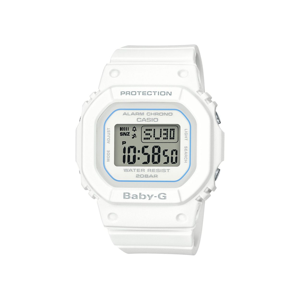 Dit horloge van Casio komt uit de collectie: BABY-G Urban. Dit horloge heeft de volgende functies: Illuminator, 5 alarmen per dag, Automatische kalender, 12/24-uurs tijdweergave, Knopgeluiden aan/uit, Schokbestendig, Stopwatchfunctie - 1/100 sec. - 1 uur, Snoozefunctie, Snoozefunctie, Wereldtijden