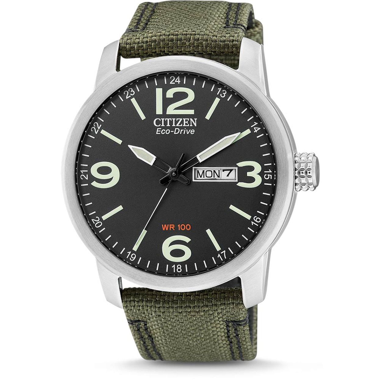Algemeen
Geslacht: heren
Model: BM8470-11EE

Voordelen
- zonne-energie
- band canvas groen (zwart kleurig stiksel)
- wijzerplaat zwart met groene cijfers (arabisch)
- boven gem. waterdicht: zwemmen/duiken
- dagveld
- duidelijke tijdsweergave
- maat kast 42mm (breedte) 11mm (dikte)





