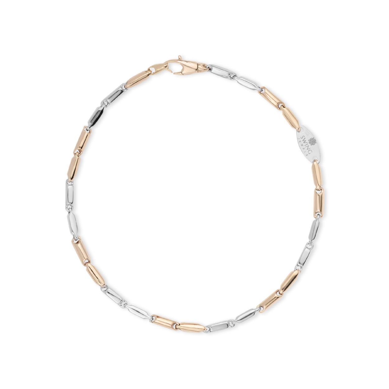 Dit is een armband van het merk Swing Jewels. De kleur van het sieraad is wit en geelgoud.