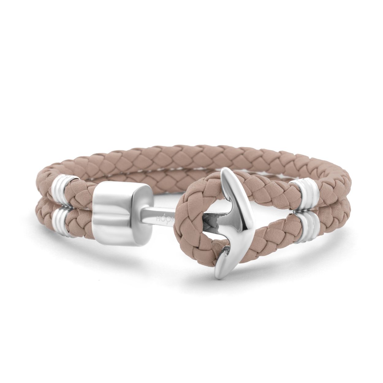 Armband - Anker Zilver - Echt leer Bruin